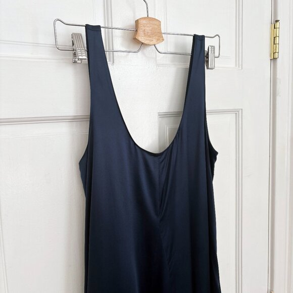 Banana Republic Serenade Dress 100% Silk Maxi Navy Blue Long Tank Flowy Small S - Picture 7 of 14